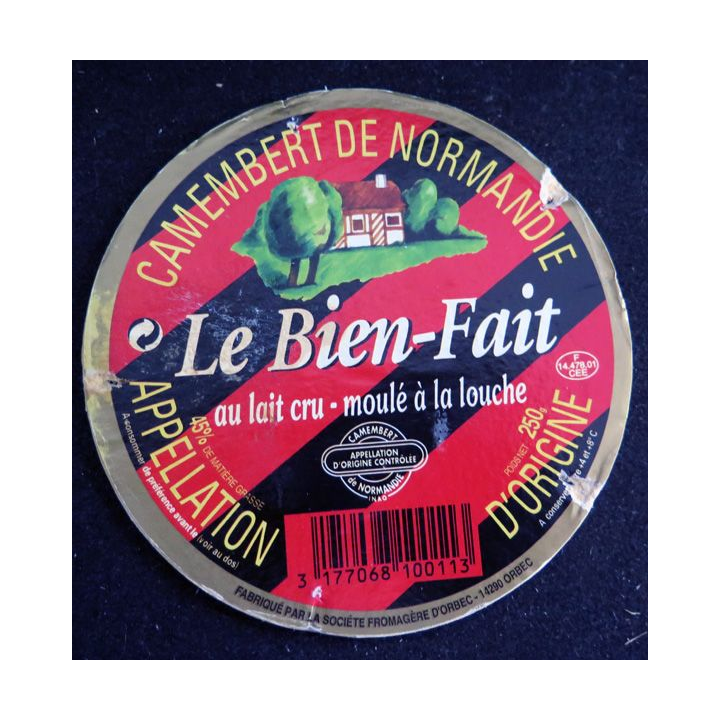 Dessus de boite de fromage Camembert Le Bien Fait