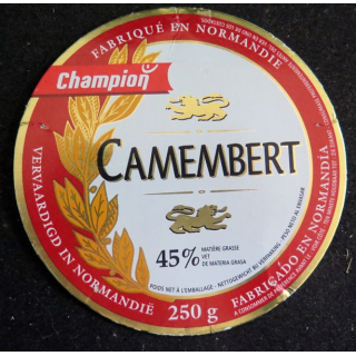 Dessus de boite de fromage Camembert