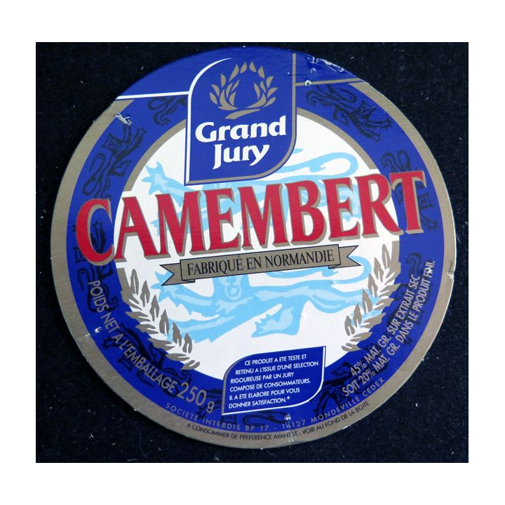 Dessus de boite de fromage Camembert