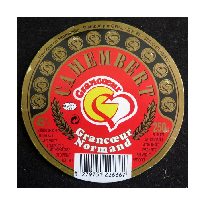 Dessus de boite de fromage Camembert