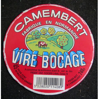 Dessus de boite de fromage Camembert Vire Bocage