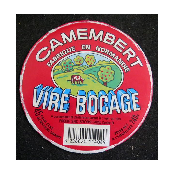 Dessus de boite de fromage Camembert Vire Bocage