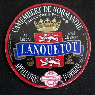 Dessus de boite de fromage Camembert de Normandie Lanquetot