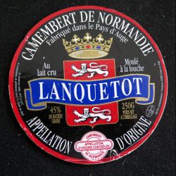 Dessus de boite de fromage Camembert de Normandie Lanquetot