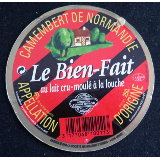 Dessus de boite de fromage Camembert Le Bien Fait