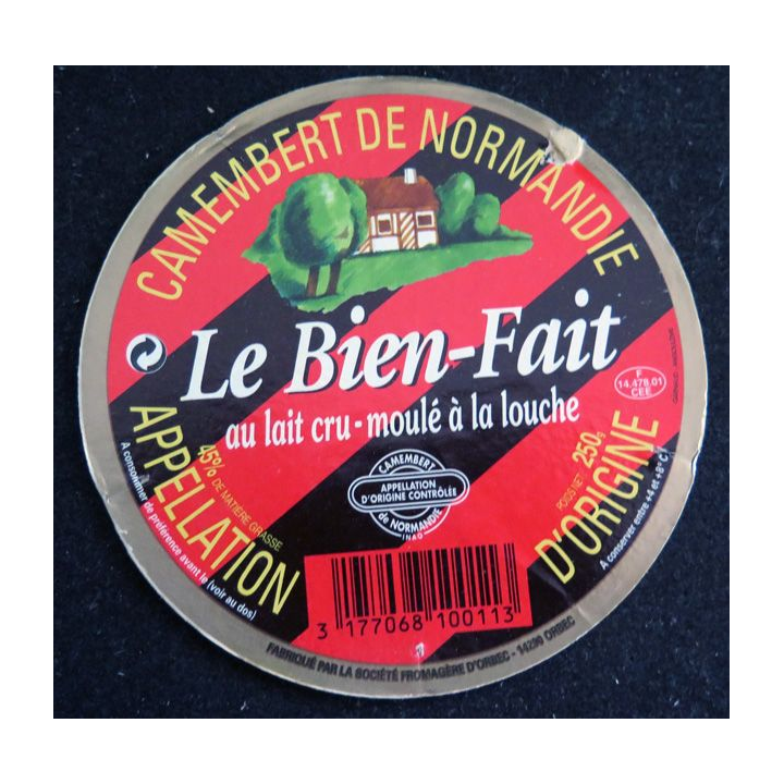 Dessus de boite de fromage Camembert Le Bien Fait