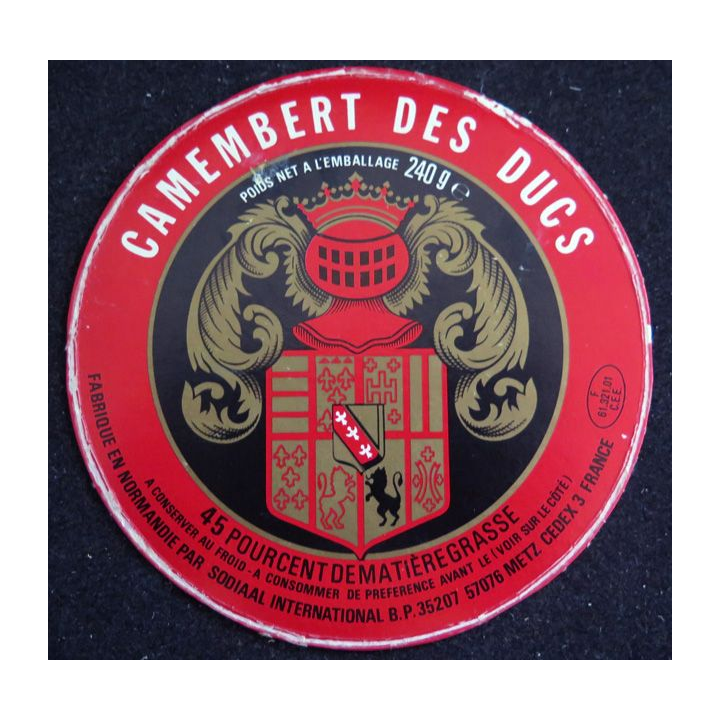 Dessus de boite de fromage Camembert des Ducs