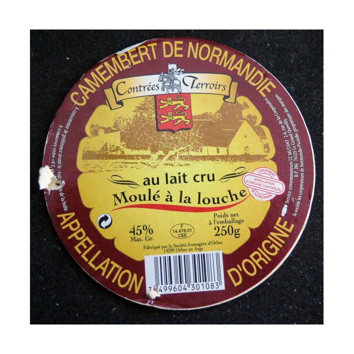 Dessus de boite de fromage Camembert de Normandie