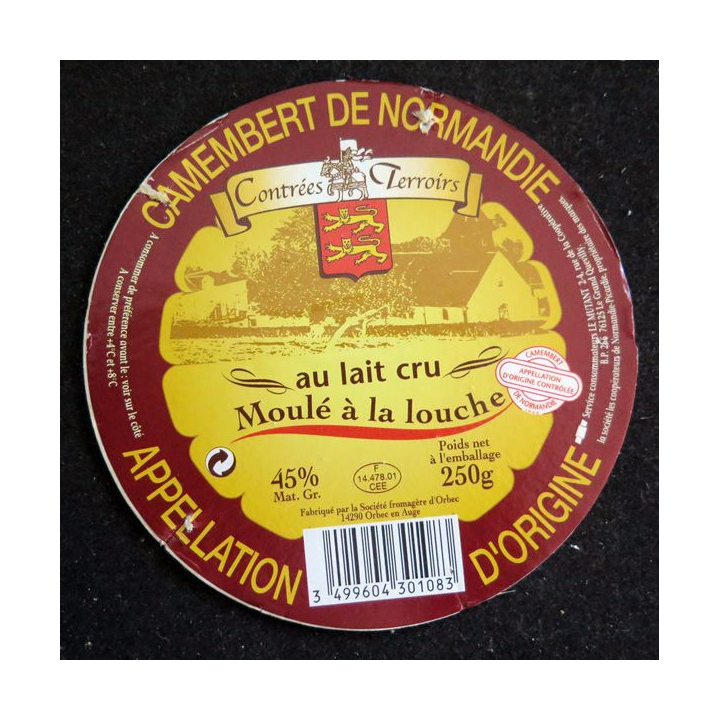 Dessus de boite de fromage Camembert de Normandie