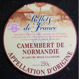 Dessus de boite de fromage Camembert de Normandie