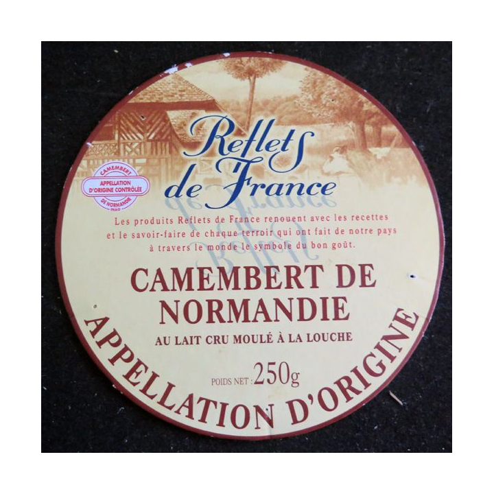 Dessus de boite de fromage Camembert de Normandie