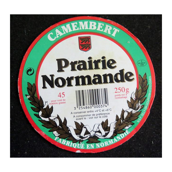 Dessus de boite de fromage Camembert Praierie Normande
