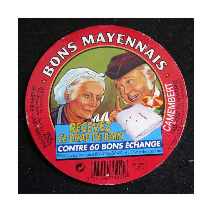 Dessus de boite de fromage Camembert Bons Mayennais
