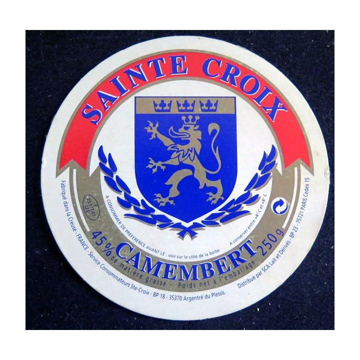 Dessus de boite de fromage Camembert Sainte Croix
