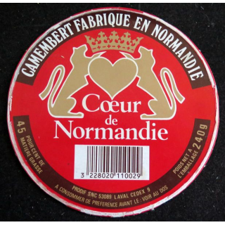 Dessus de boite de fromage Camembert Coeur de Normandie