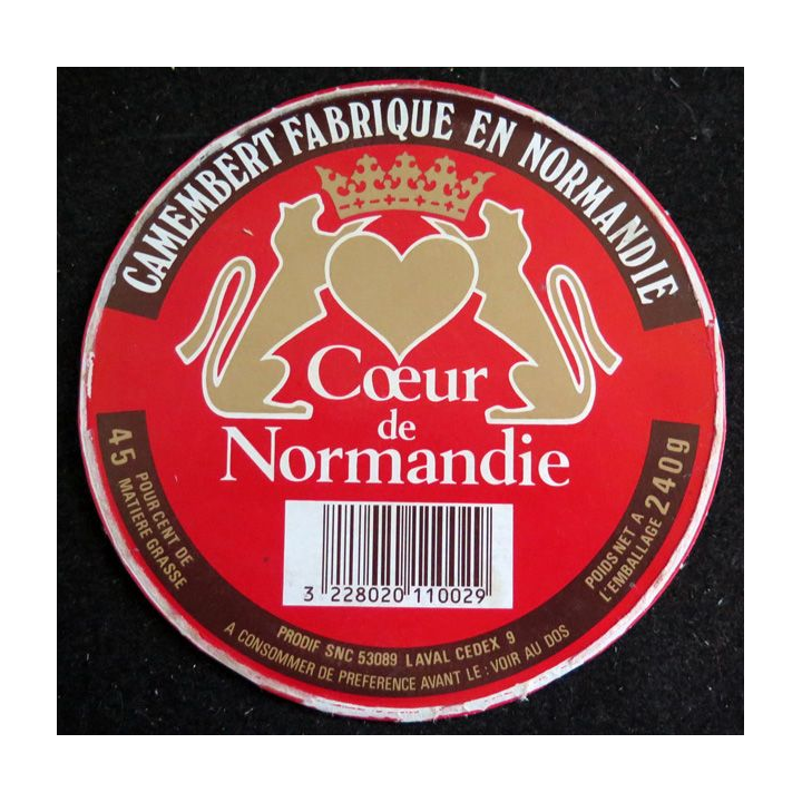 Dessus de boite de fromage Camembert Coeur de Normandie