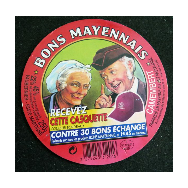 Dessus de boite de fromage Camembert Bons Mayennais