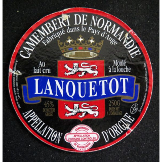 Dessus de boite de fromage Camembert de Normandie Lanquetot