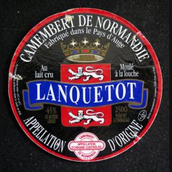 Dessus de boite de fromage Camembert de Normandie Lanquetot