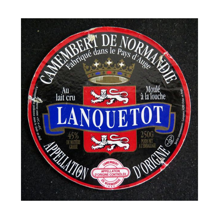 Dessus de boite de fromage Camembert de Normandie Lanquetot