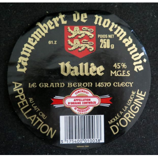 Dessus de boite de fromage Camembert de Normandie