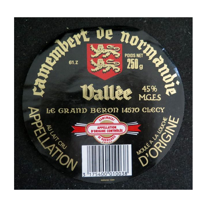 Dessus de boite de fromage Camembert de Normandie