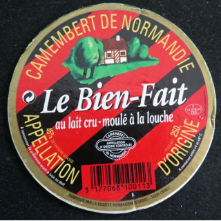Dessus de boite de fromage Camembert Le Bien Fait
