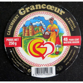 Dessus de boite de fromage Camembert Grancoeur