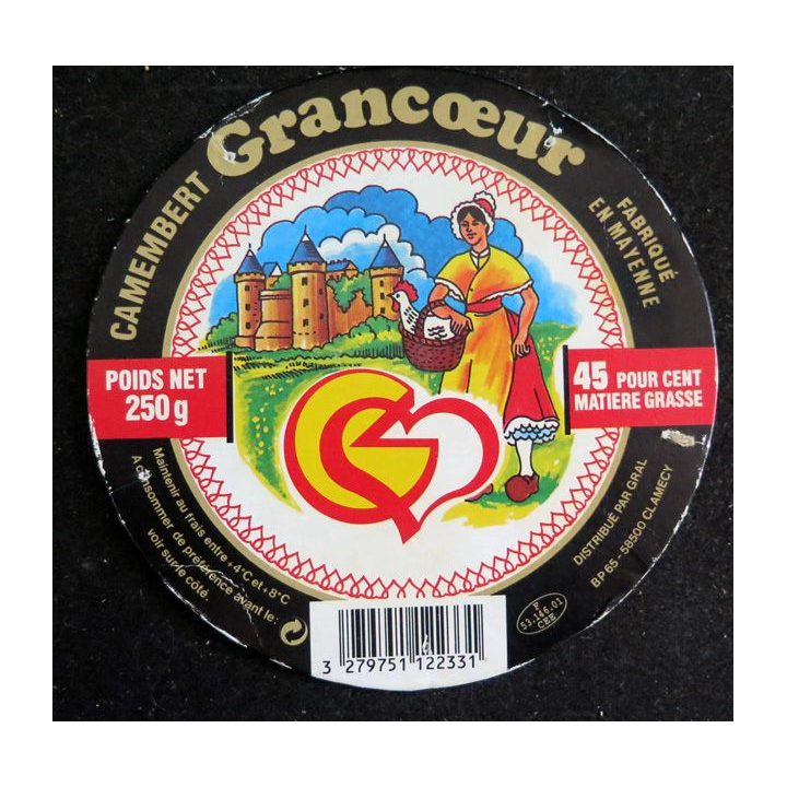 Dessus de boite de fromage Camembert Grancoeur