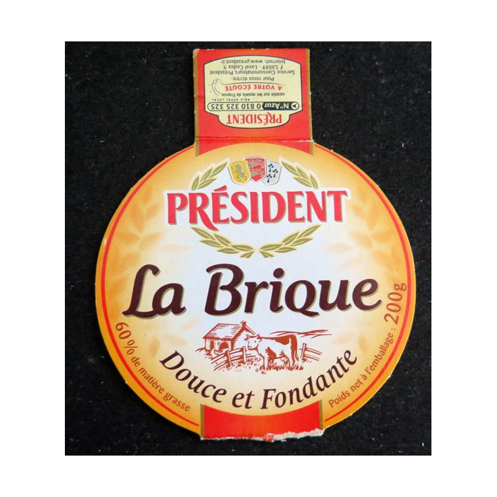 Dessus de boite de fromage Président la Brique