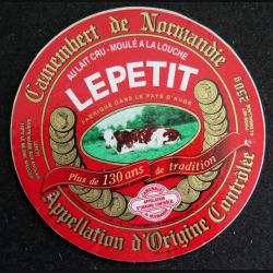 Dessus de boite de fromage Camembert de Normandie