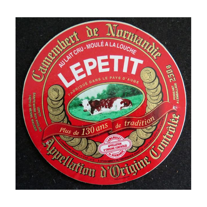 Dessus de boite de fromage Camembert de Normandie