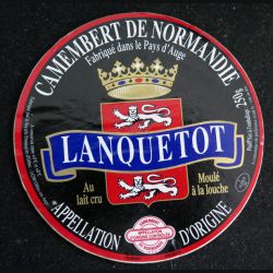 Dessus de boite de fromage Camembert de Normandie Lanquetot