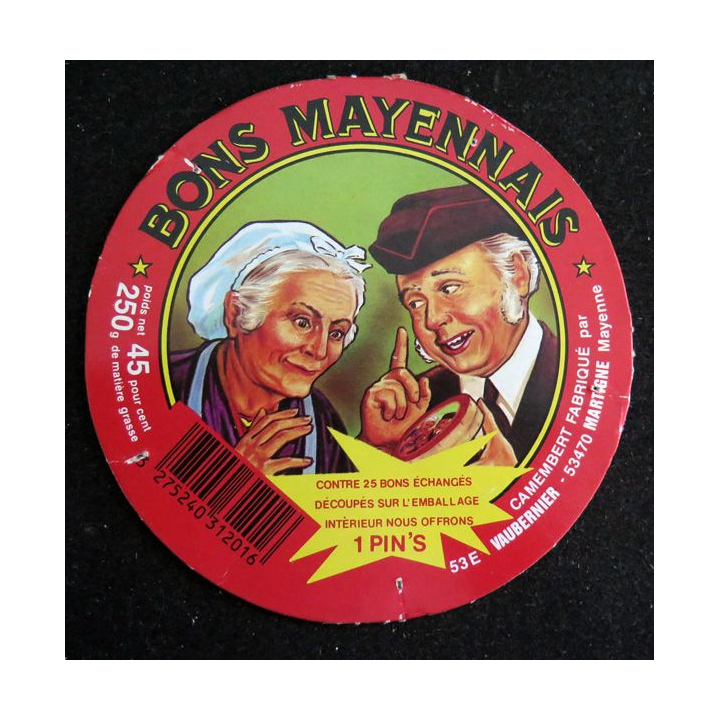 Dessus de boite de fromage Camembert Bons Mayennais