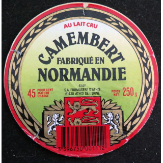 Dessus de boite de fromage Camembert