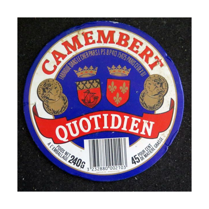 Dessus de boite de fromage Camembert Quotidien