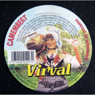 Dessus de boite de fromage Camembert Virval