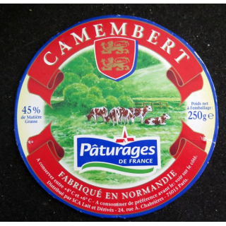Dessus de boite de fromage Camembert
