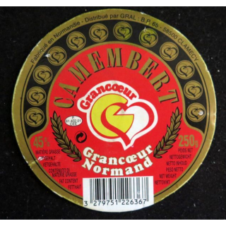 Dessus de boite de fromage Camembert Grancoeur
