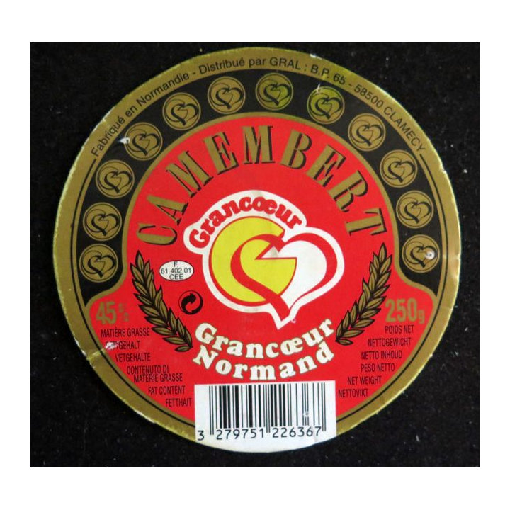 Dessus de boite de fromage Camembert Grancoeur
