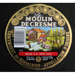 Dessus de boite de fromage Camembert le Moulin de Cresme