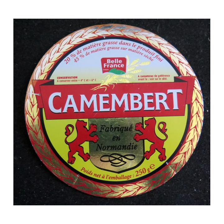 Dessus de boite de fromage Camembert
