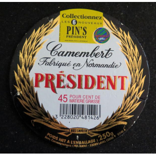 Dessus de boite de fromage Camembert Président