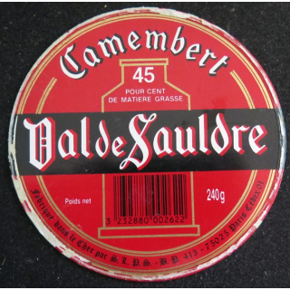 Dessus de boite de fromage Camembert Val de Sauldre