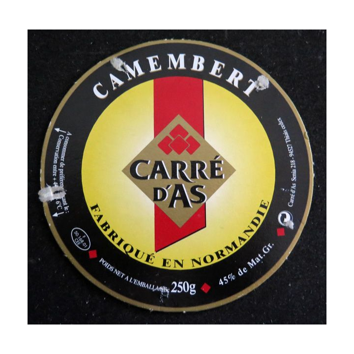 Dessus de boite de fromage Camembert Carré d'As