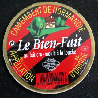Dessus de boite de fromage Camembert Le Bien Fait