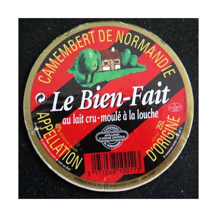 Dessus de boite de fromage Camembert Le Bien Fait