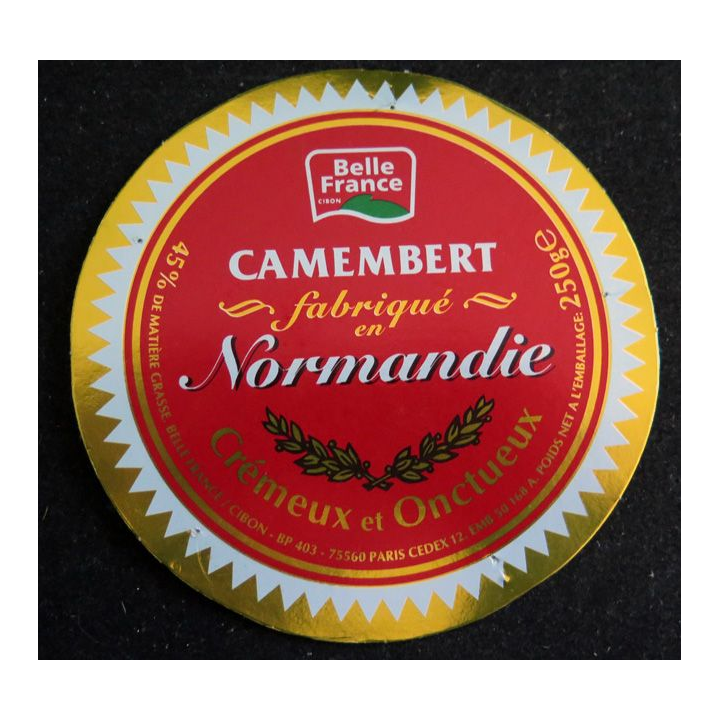 Dessus de boite de fromage Camembert