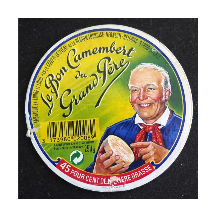 Dessus de boite de fromage le bon Camembert de Grand Père