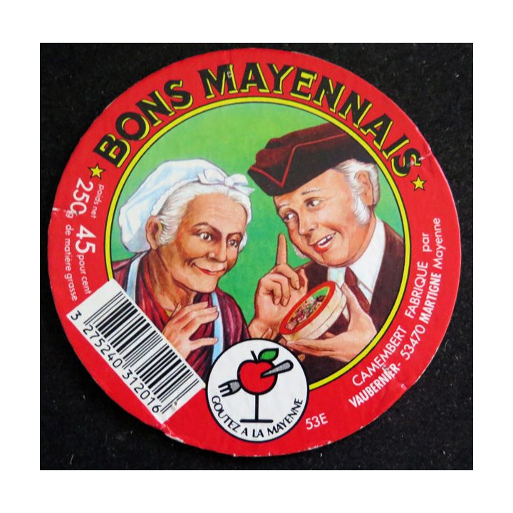 Dessus de boite de fromage Camembert Bons Mayennais